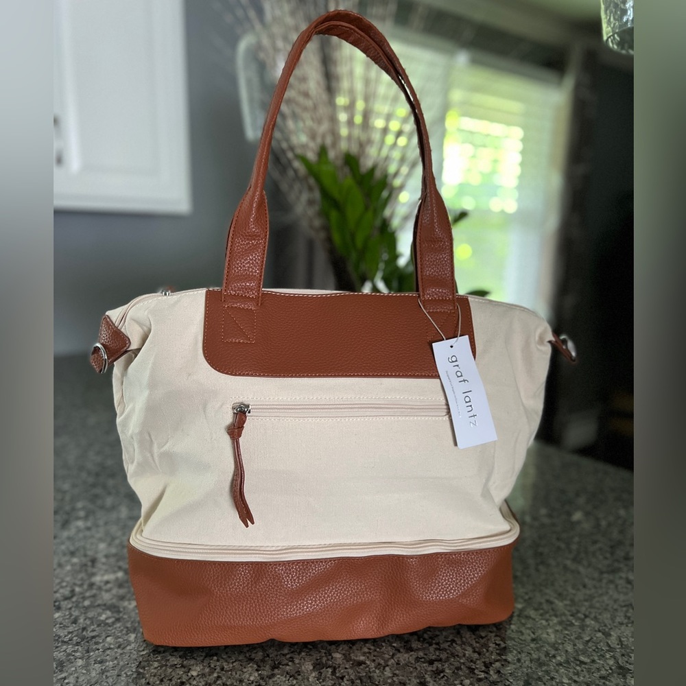 ✨NEW✨ medium size tote bag/carry-on w/ zipper shoe compartment & trolley pocket